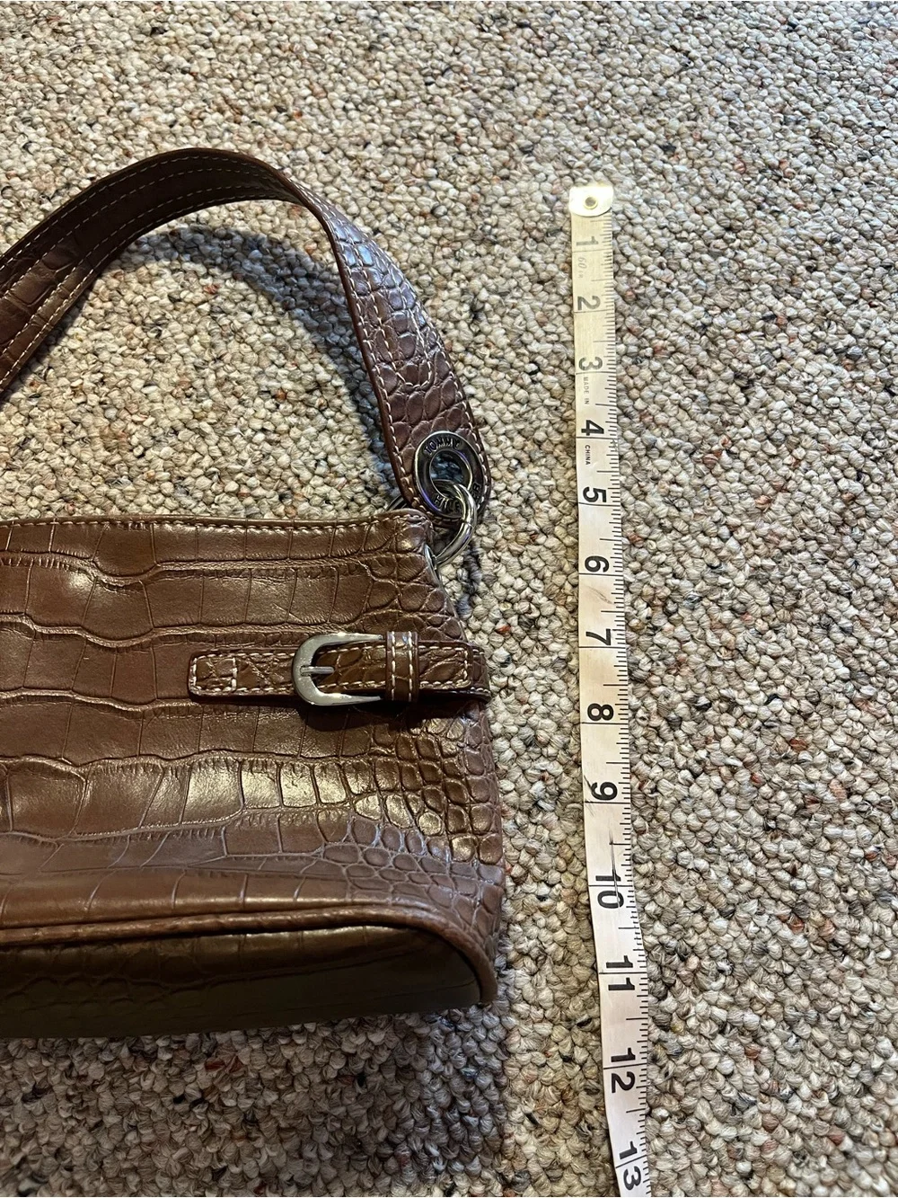 Vintage Y2K Tommy Hilfiger Brown Faux Crocodile Shoulder Bag